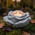 Rose grav dekoration bord dekoration lysestage grå hvid Ø14cm H7cm | Floristik24.dk