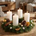 Ensfarvede bloklys, hvide, 70x120 mm, sæt med 4, til dekoration, bryllupper og advent | Floristik24.dk