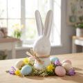 Kaninhoved dekoration Påskehare hvid kanin keramik 17cm | Floristik24.dk
