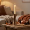 Pind lysestage træ lysestage natur Ø6cm H20cm | Floristik24.dk