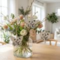 Dekorativ bøjle hjerte blomst sommerfugl hvid natur 9cm 3 stk | Floristik24.dk