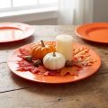 Orange plastik tallerkener – 28 cm – Ideel til fester og dekoration – 4 stk. | Floristik24.dk