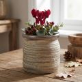 Keramisk pottepotte dekorativ vase metallic gråbrun 14×14cm | Floristik24.dk