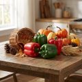 Paprika dekoration rød grøn kunstig net Ø8cm H11,5cm 4 stk | Floristik24.dk