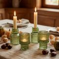 Pind lysestage glas fyrfadsstage grøn H8cm 4 stk | Floristik24.dk