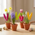 Kaninører flocket påskedekoration på en pind som stemningsfulde blomsterpinde 31 cm 4 stk. | Floristik24.dk