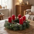 Kunstig julekrans, dekorativ krans, frostklar, Ø25 cm, dørkrans, adventskrans, glitter | Floristik24.dk