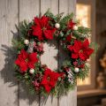 Kunstig julestjerne rød silke blomster dekoration 6 stykker i en bundt | Floristik24.dk