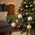 Julekugle, juletræsvedhæng, trædekoration sort/sølv/perlemor H6,5cm Ø6cm ægte glas 24 stk. | Floristik24.dk