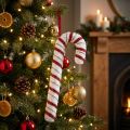 Deco Candy Cane Jul Rød Hvid Stribet H34cm | Floristik24.dk