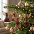 Papir engel juleengle dekoration vin rød pink H12cm 4stk | Floristik24.dk