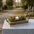 Træbakke med håndtag dekorativ bakke natursort 25×12,5×5cm | Floristik24.dk