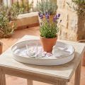 Dekorativ bakke lavendel plastbakke hvid 39×27,5cm | Floristik24.dk