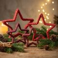 Stjerne til stand juledekoration juterød 13/18cm 4stk | Floristik24.dk