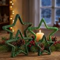 Stjerne til stand juledekoration jutegrøn 13/18cm 4stk | Floristik24.dk