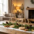 Juletræspyntstativ metal træ natur H39cm 2stk | Floristik24.dk