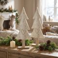 Juletræsfilt dekoration med hjertecreme beige H35cm 2 stk | Floristik24.dk