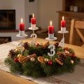 Lysestage advent med torn og tal hvid H11cm 4 stk | Floristik24.dk