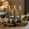 Konisk lys grønt ensfarvet premium lys 120mm/Ø21mm 6stk | Floristik24.dk
