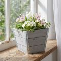 Blomsterkasse trækasse shabby chic grå 19x19x15,5cm | Floristik24.dk