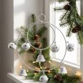 Ring med klokker, adventsdekoration, ringkrans, metaldekoration til ophængning Hvid H22,5cm B21,5cm | Floristik24.dk