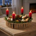 Dekorativ bakke træ naturmetal lysestage sort Ø30cm | Floristik24.dk
