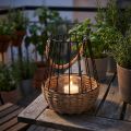 Lanterne med hank og glas sort natur Ø18cm H22cm | Floristik24.dk
