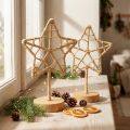 Stjernedekoration metal træstativ naturfiber Ø15cm 2stk | Floristik24.dk