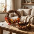 Naturlig vinrankrans Ø15 cm, sæt med 10 - Ideel til efterår, jul, påske og begravelsesdekorationer | Floristik24.dk