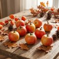 Kunstige frugter dekorative æbler Cox appelsin 3,5 cm 24 stykker spredte dekorationer efterårsdekoration | Floristik24.dk