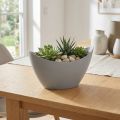Dekorativ skål plast grå 20cm x 9cm H11,5cm 1 stk | Floristik24.dk