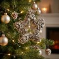 Stjerne til ophæng, juledekoration, hvid, glitter, Ø15 cm | Floristik24.dk