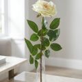 Kunstrose, dekorativ rose, silkeblomst cremehvid, grøn L72cm Ø12cm | Floristik24.dk