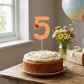 Nummerpropper fødselsdag 5 blomsterpropper træ 27,5cm 16 stk | Floristik24.dk