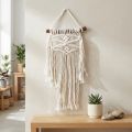 Macrame Boho Vægophæng Naturlig Creme 18,5x48cm Dekoration | Floristik24.dk