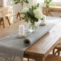 Bordløber grå med jute, dekorativt stof 29×450cm - Elegant bordløber til din festlige borddekoration | Floristik24.dk