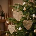 Dekorativ hjertejute naturel til juledekoration til ophæng 20cm 4 stk | Floristik24.dk