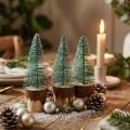 Julepynt juletræ sneet 10cm 8stk | Floristik24.dk