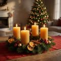 Ensfarvede bloklys, honningfarvet, Ø60×80 mm, sæt med 4 - Adventskransdekoration, voks | Floristik24.dk