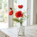 Valmue dekorativ haveblomst med 3 blomster rød L70cm | Floristik24.dk