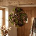 Ægte kogler dekorativ kugle med mos naturlig dekoration Ø25cm H25cm | Floristik24.dk