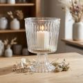 Lanterne glas kop riflet glas dekoration Ø11,5cm H15cm | Floristik24.dk