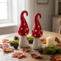 Paddehat keramiske dekorative svampe rød hvid Ø5cm H15,5cm 2stk. | Floristik24.dk
