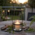 Lanterne glas med hank lysestage sort H25cm | Floristik24.dk