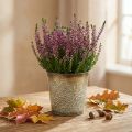 Plante til efterår, metalpotte med bladdekoration, gylden planter Ø10cm H10cm | Floristik24.dk