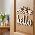 Træ dekoration blomster "Hej" natur deco skilt med magnet 18/19,5cm 6 stk. | Floristik24.dk