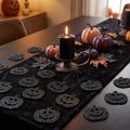 Halloween græskarpynt, 4 cm, sort, glitter, 72 stk. | Floristik24.dk