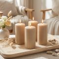Bloklys, beige, rillede, 70/130 mm, 4 stk. | Floristik24.dk