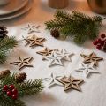 Træstjerner dekorativ scatter dekoration Jul hvid/naturlig 3,5cm 48 stk | Floristik24.dk
