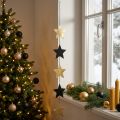 Julepynt stjernevedhæng guld sort 5 stjerner 78cm | Floristik24.dk